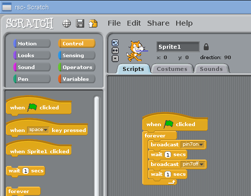 Voorbeeld Scratch programma